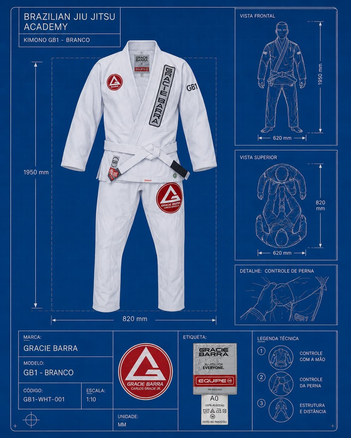 Kimono Gracie Barra GB1 Branco